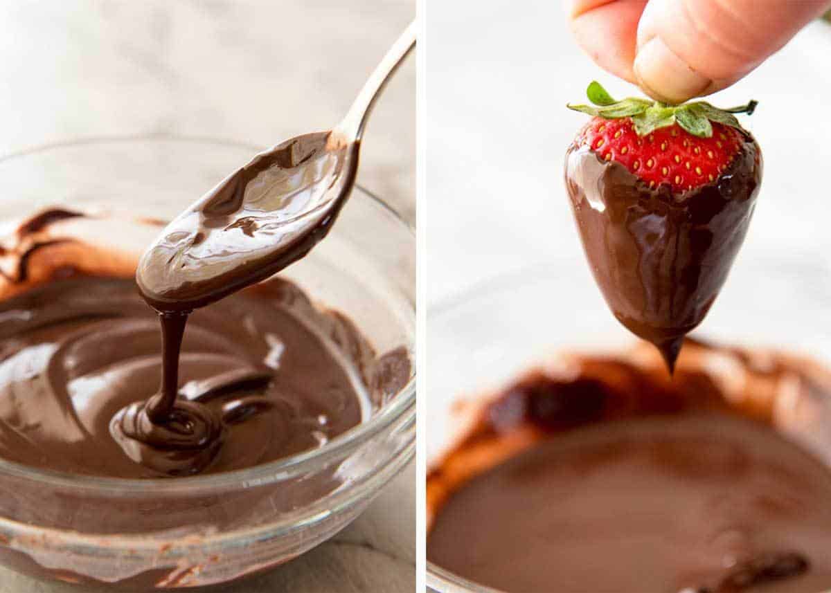 巧克力覆盖的草莓和草莓融化的巧克力融化了巧克力gydF4y2Ba